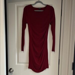 Express Deep Red Long Sleeve Sweater Dress